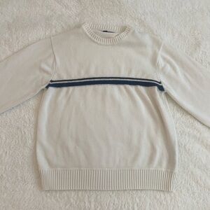 Vintage Tommy Hilfiger White and Blue Crewneck Sweater